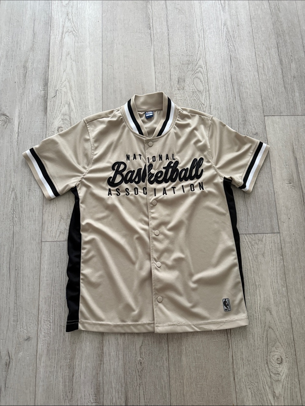 NBA Beige and Black Short-Sleeve Button Baseball Jersey
